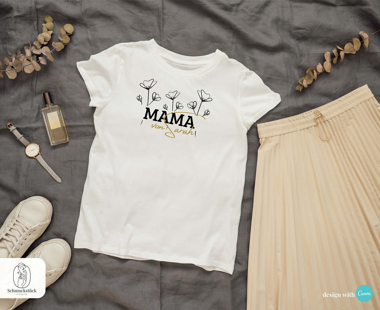 T-Shirt "Mama" mit Name deines Kindes oder Kinder - personalisiert & individuell, Schmuckstück - einzigartig