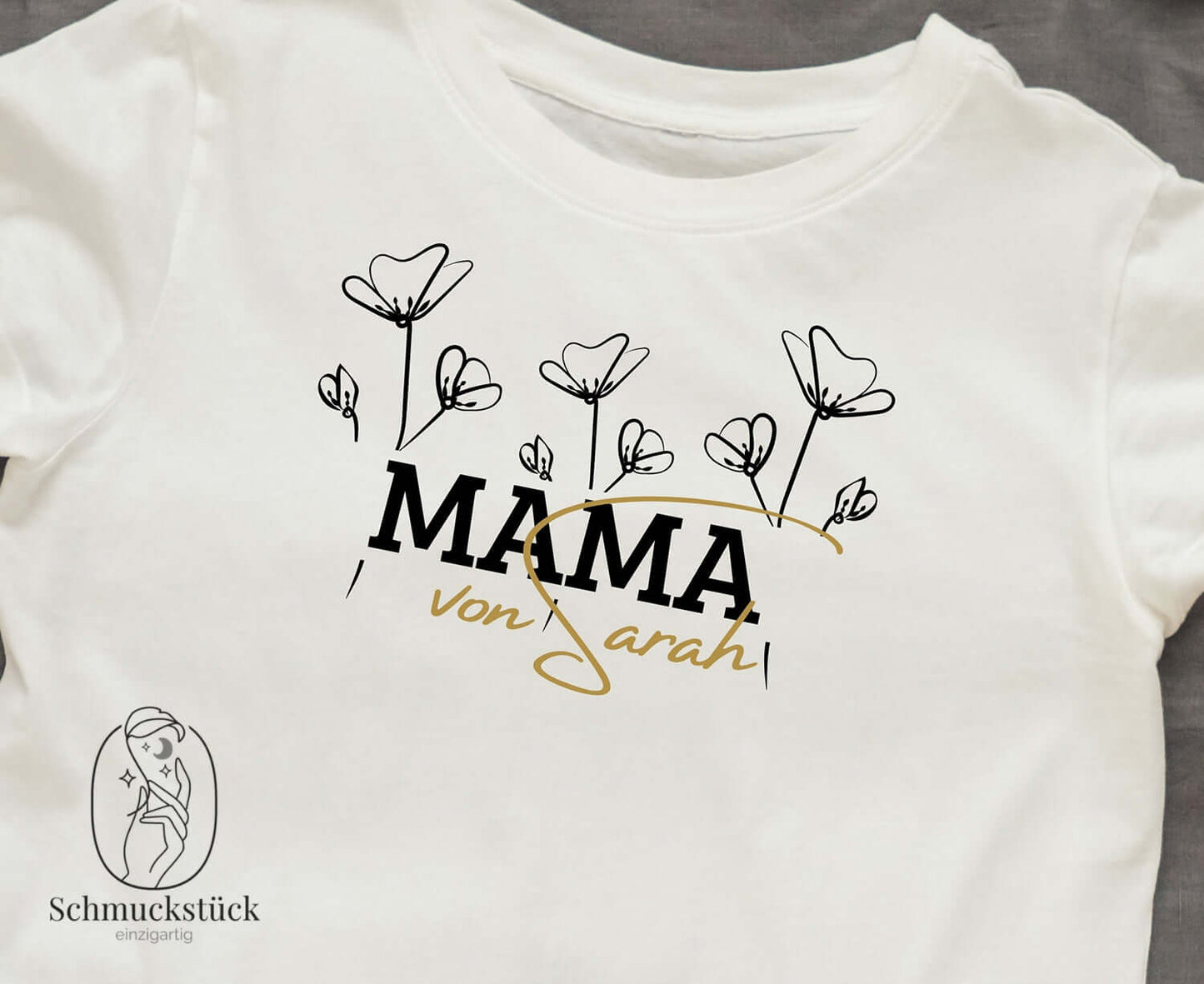 T-Shirt "Mama" mit Name deines Kindes oder Kinder - personalisiert & individuell, Schmuckstück - einzigartig