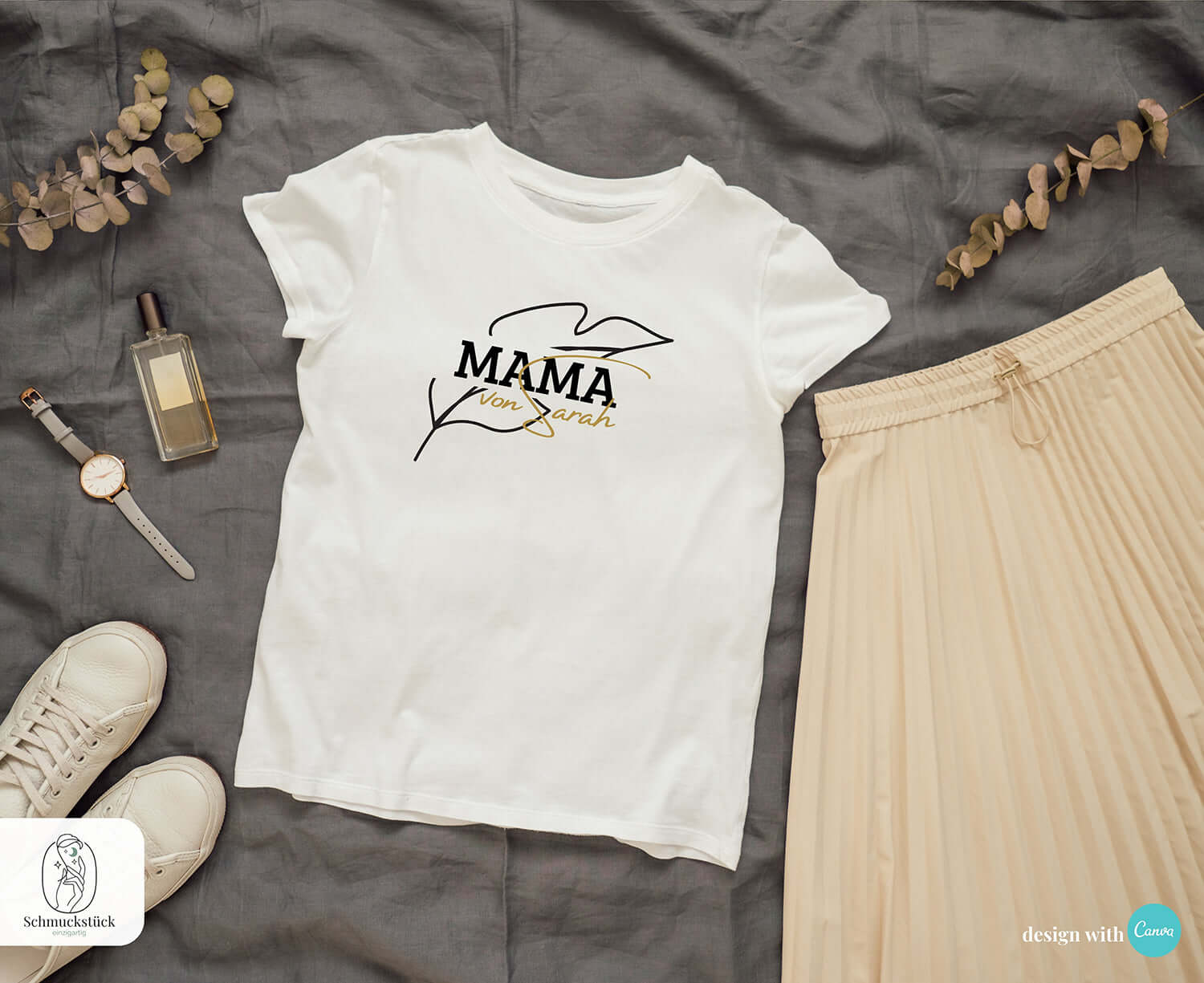 T-Shirt "Mama" mit Name deines Kindes oder Kinder - personalisiert & individuell, Schmuckstück - einzigartig