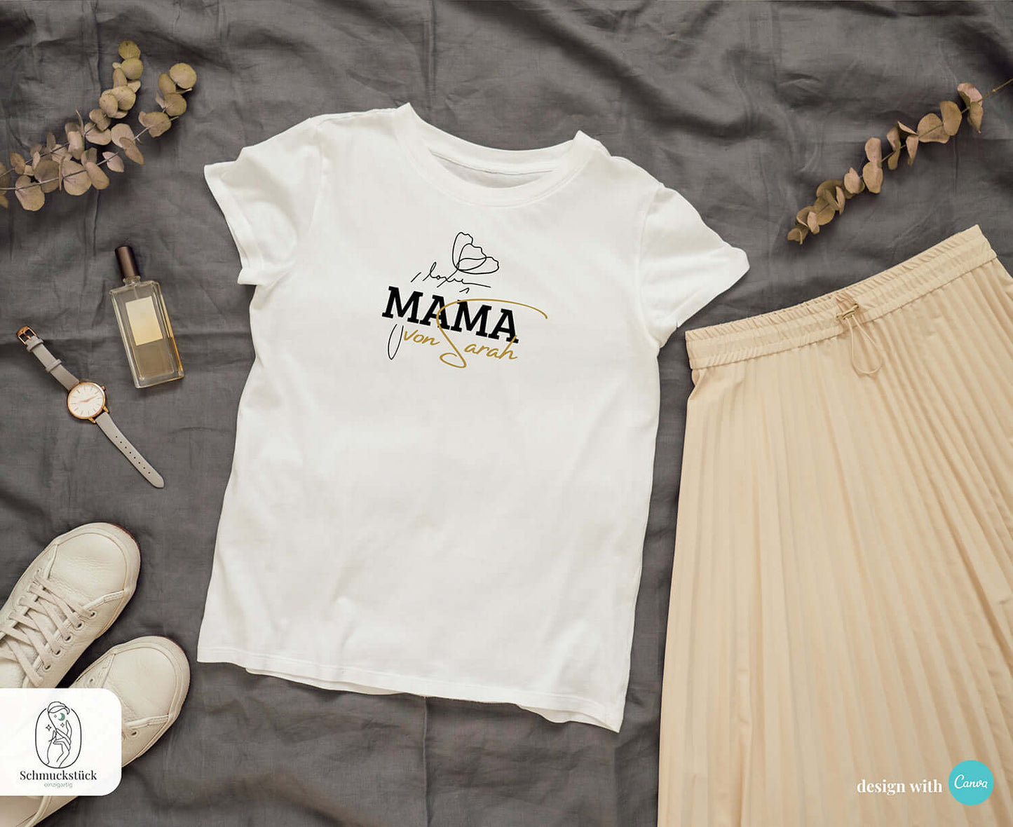 T-Shirt "Mama" mit Name deines Kindes oder Kinder - personalisiert & individuell, Schmuckstück - einzigartig