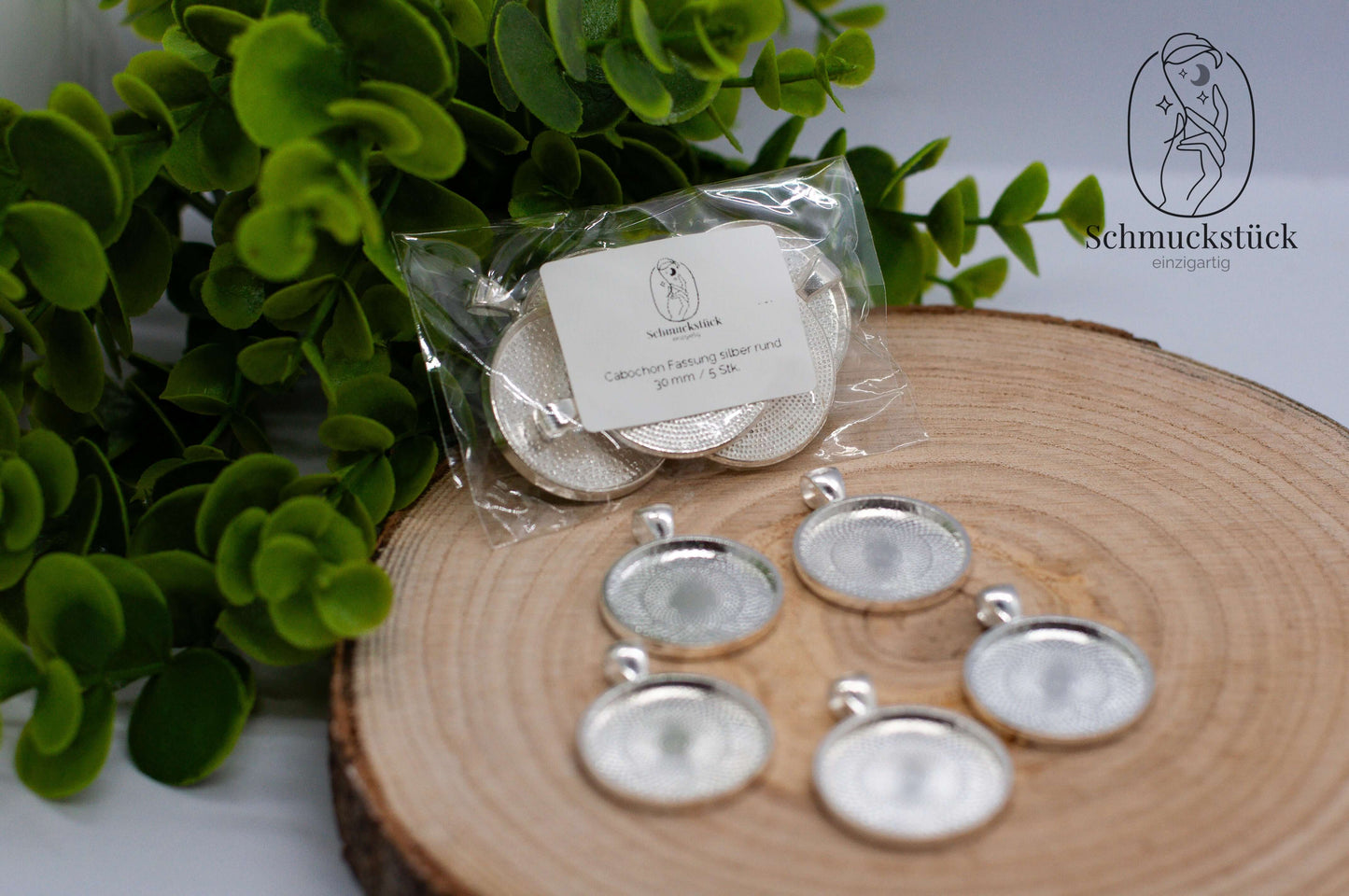 5 Stk. / 10 Stk. Cabochon Fassungen Anhänger *25 mm / 30 mm *Silber / Rund, Schmuckstück - einzigartig