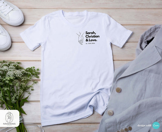 Männer T-Shirt "Love" Liebesbotschaft - 3 verschiedene Motive mit Namen und Datum, Schmuckstück - einzigartig