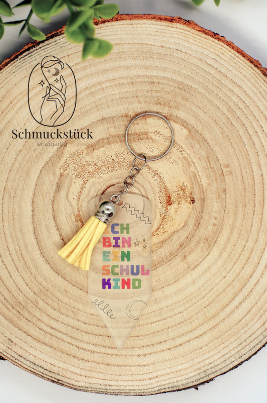 Acryl Schlüsselanhänger mit individuellen Aufdruck für Schulranzen, Schuleinführung, Schulanfang oder Kindergarten