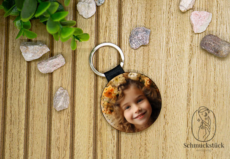 personalisierter Schlüsselanhänger mit eigenem Foto & Text, Schmuckstück - einzigartig
