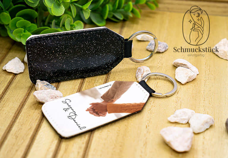 personalisierter Schlüsselanhänger mit eigenem Foto & Text, Schmuckstück - einzigartig