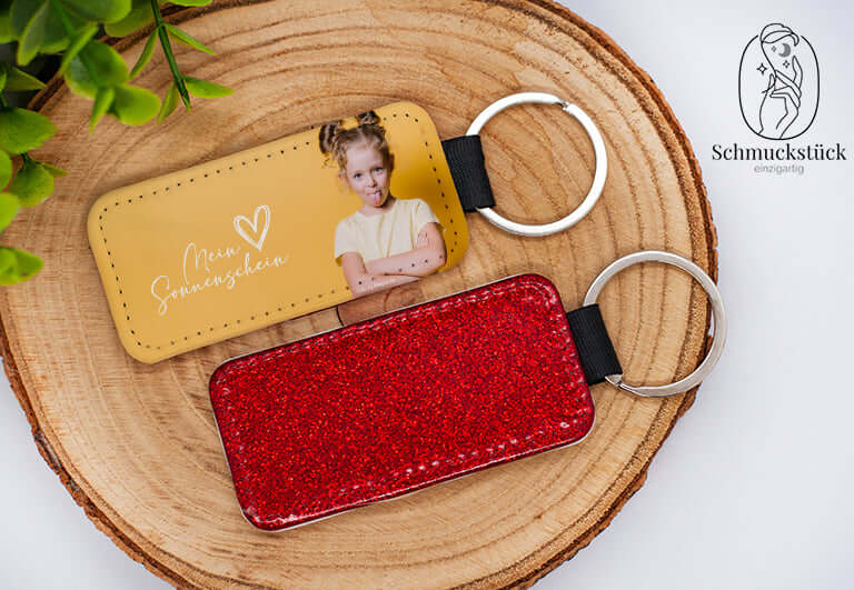 personalisierter Schlüsselanhänger mit eigenem Foto & Text, Schmuckstück - einzigartig