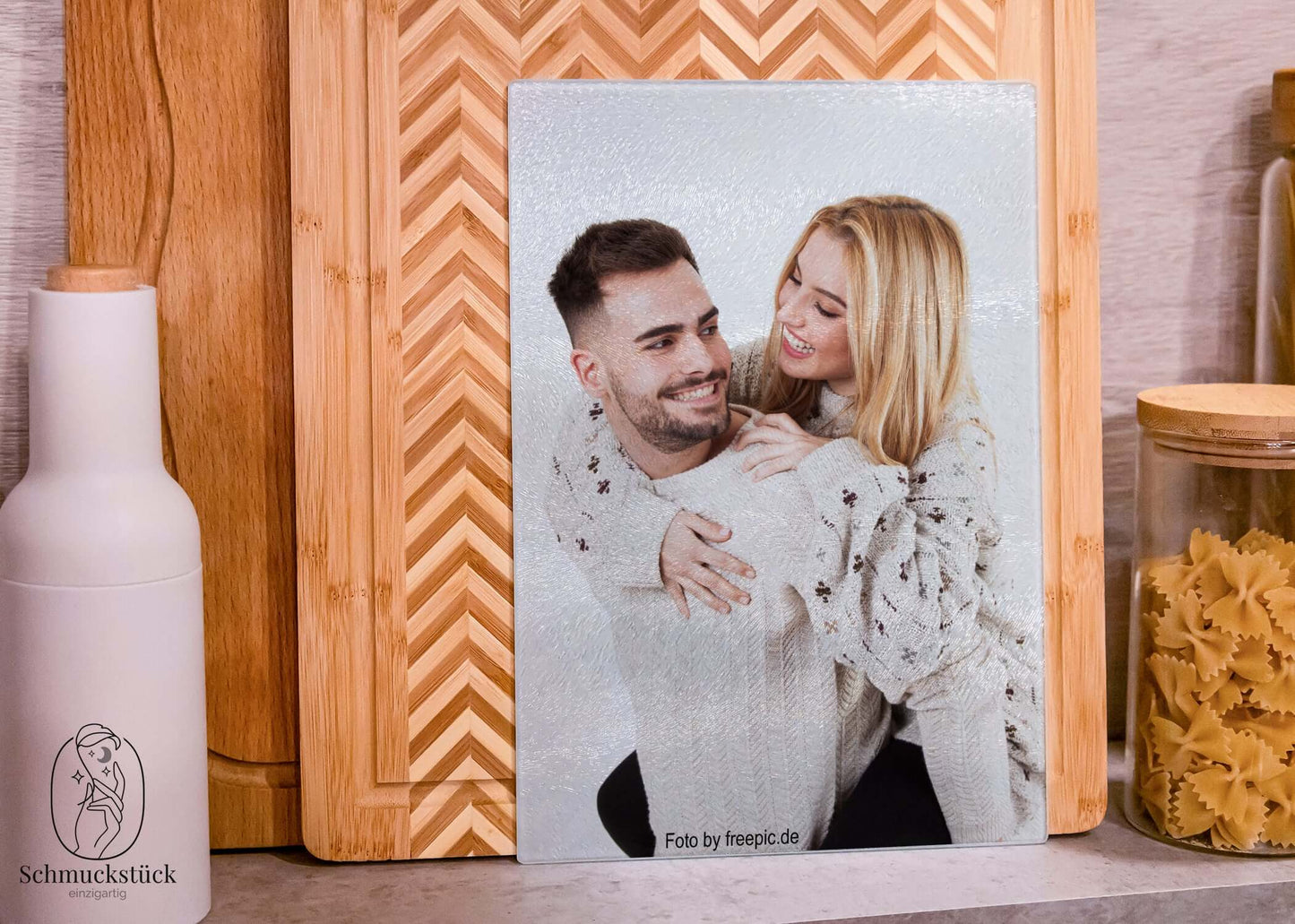 Glas Schneidebrett individuell personalisiert mit Deinem Foto, Text oder Wunschdesign *20x28,5 cm, Schmuckstück - einzigartig