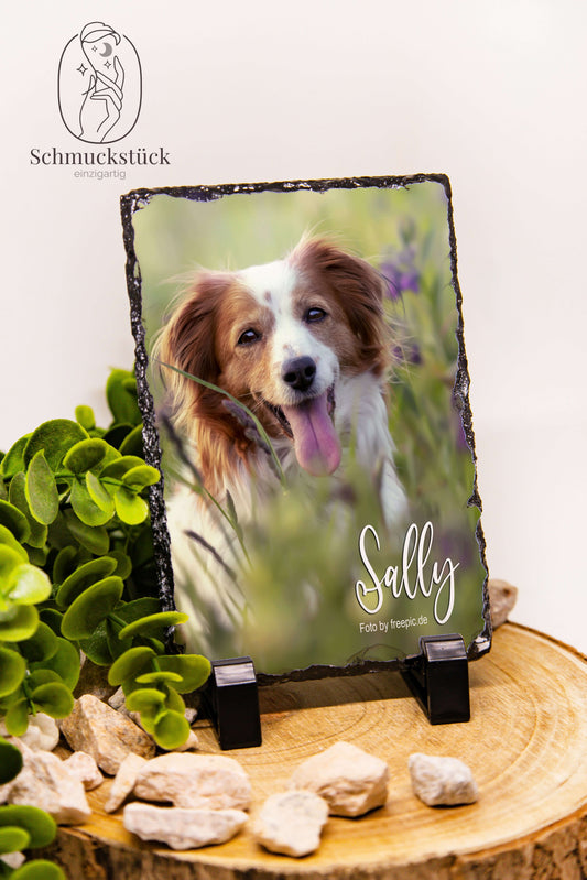 Schiefertafel mit individuellen Aufdruck, Foto als Grabtafel, Erinnerungstafel *10x15 cm, Schmuckstück - einzigartig
