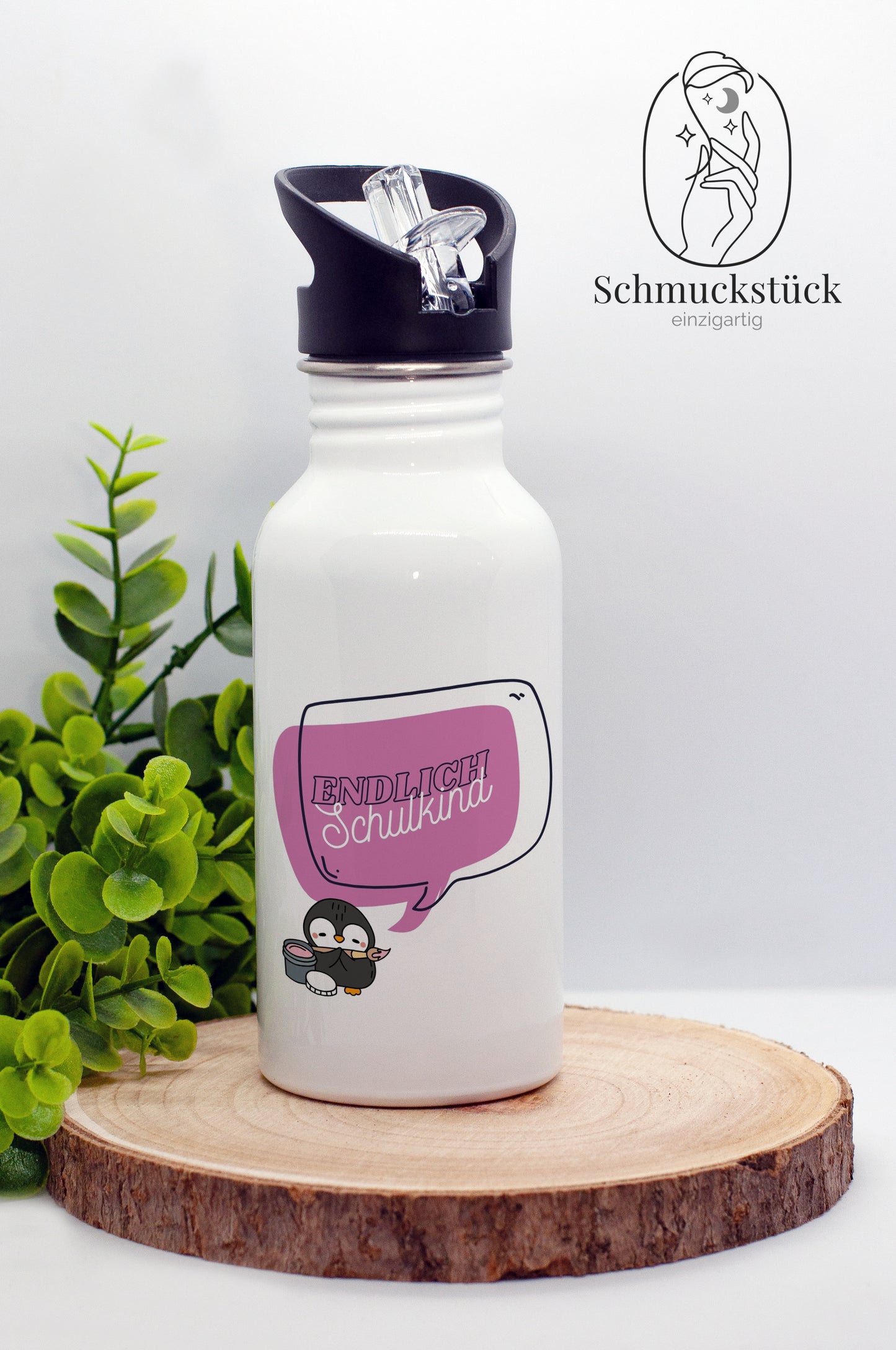 personalisierte Trinkflasche mit Foto und Name für Schule, Schuleinführung oder Kindergarten
