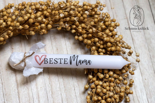 Stabkerze Kerze mit individuellen Text / Spruch, Schmuckstück - einzigartig