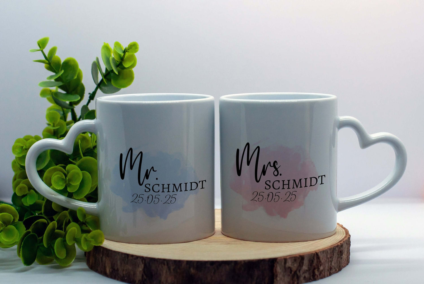 personalisierte Valentinstagstassen, Mr & Mrs Partnertassen *Geschenkidee zur Hochzeit, Partner, Tassenset, Schmuckstück - einzigartig