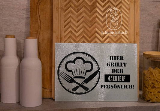 Glas Schneidebrett individuell personalisiert mit Deinem Foto, Text oder Wunschdesign *20x28,5 cm, Schmuckstück - einzigartig