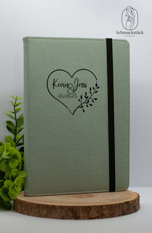 Planer, Notizbuch mit Logo *individuell erstellbar als Geschenkidee zur Hochzeit, Schule oder Büro, Schmuckstück - einzigartig