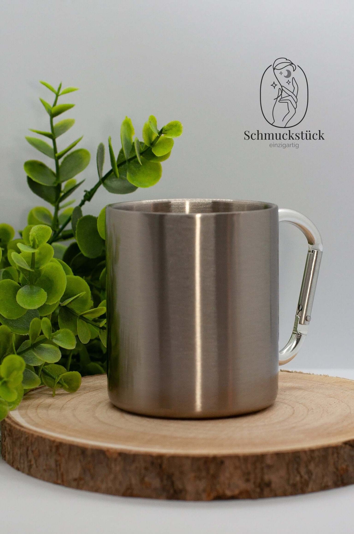 personalisierte Edelstahl Tasse mit Karabinerhenkel *Outdoor, Schmuckstück - einzigartig