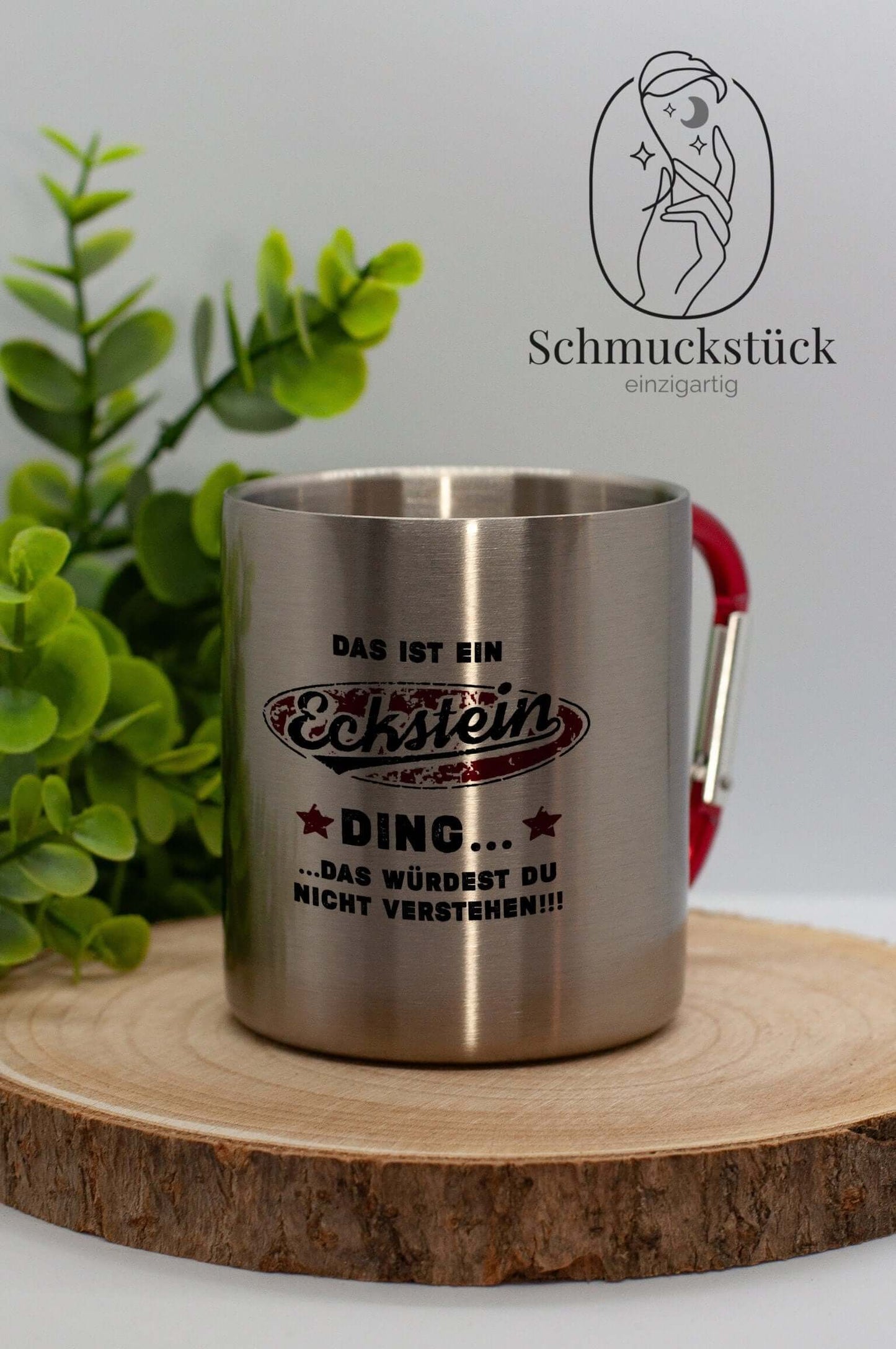 personalisierte Edelstahl Tasse mit Karabinerhenkel *Outdoor, Schmuckstück - einzigartig