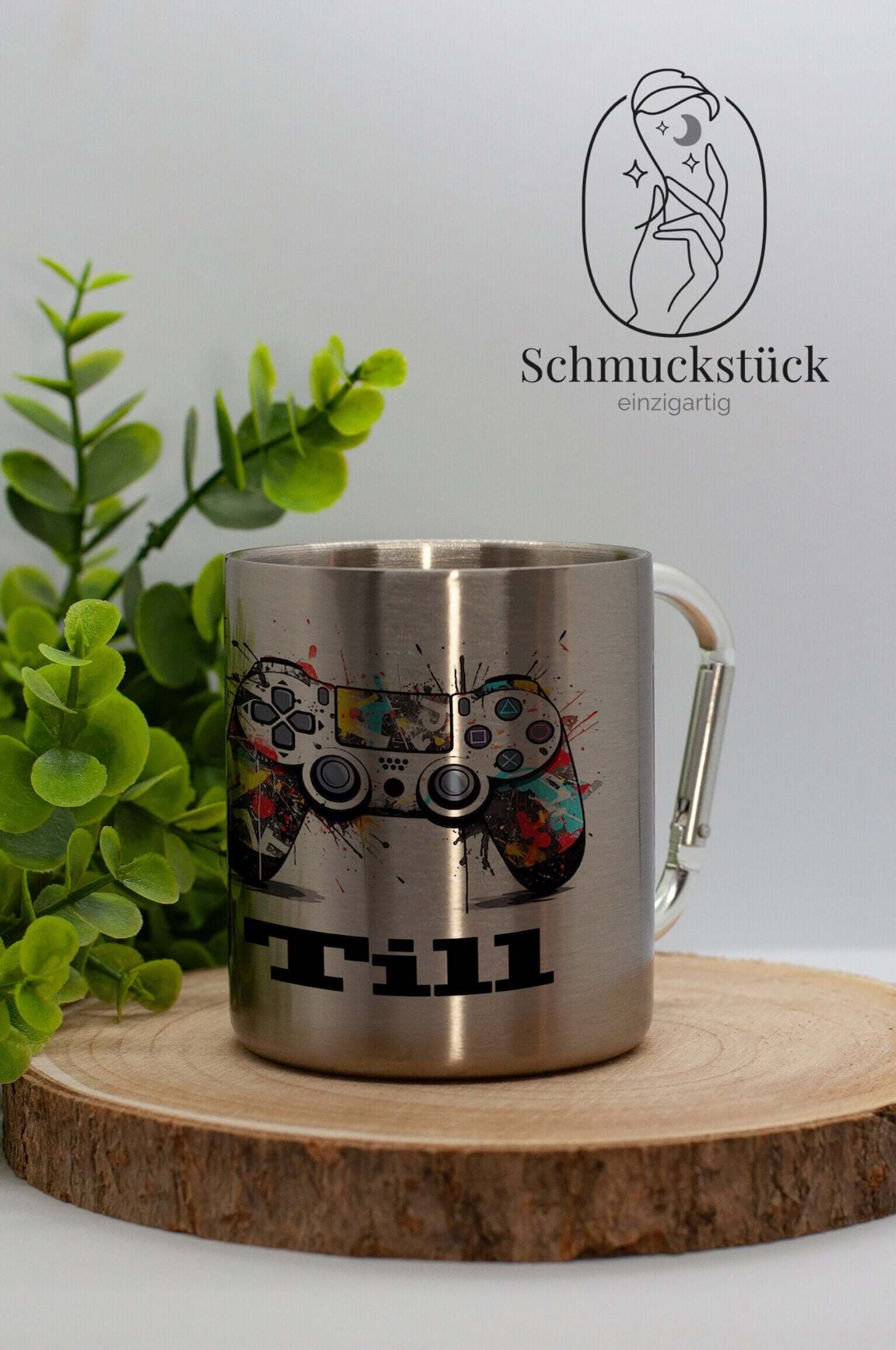 personalisierte Edelstahl Tasse mit Karabinerhenkel *Outdoor, Schmuckstück - einzigartig