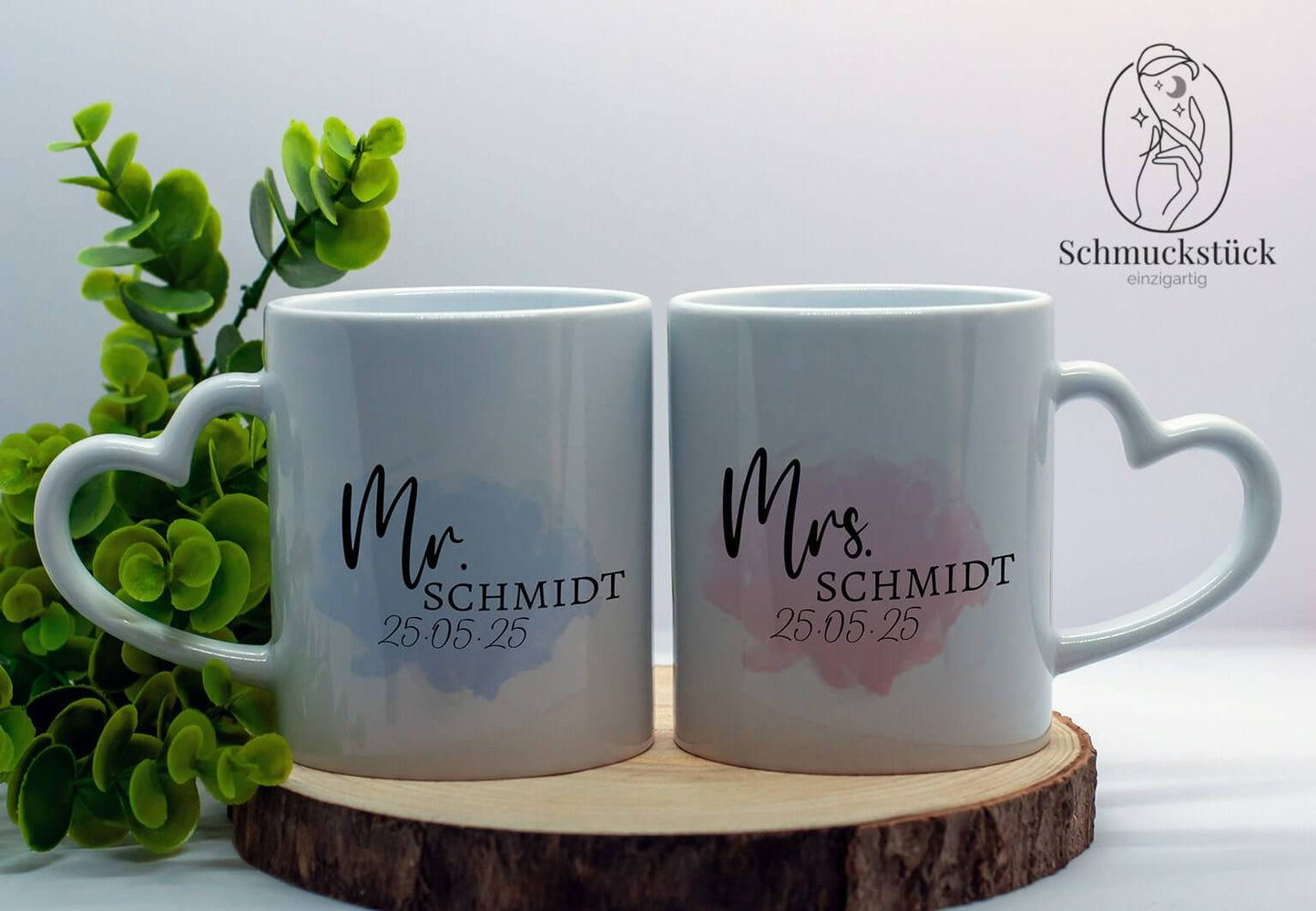 personalisierte Valentinstagstassen, Mr & Mrs Partnertassen *Geschenkidee zur Hochzeit, Partner, Tassenset, Schmuckstück - einzigartig