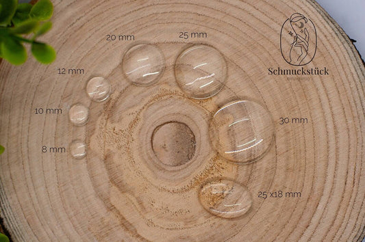 Glas Cabochon / 8 / 10 / 12 / 20 / 25 / 30 / 18x24 / rund / oval, Schmuckstück - einzigartig