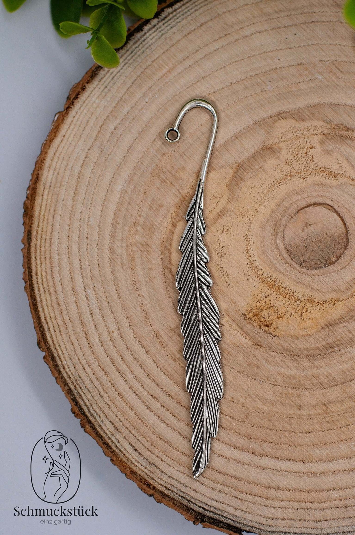 Lesezeichen aus Metall mit Öse *Feder *DIY, Schmuckstück - einzigartig