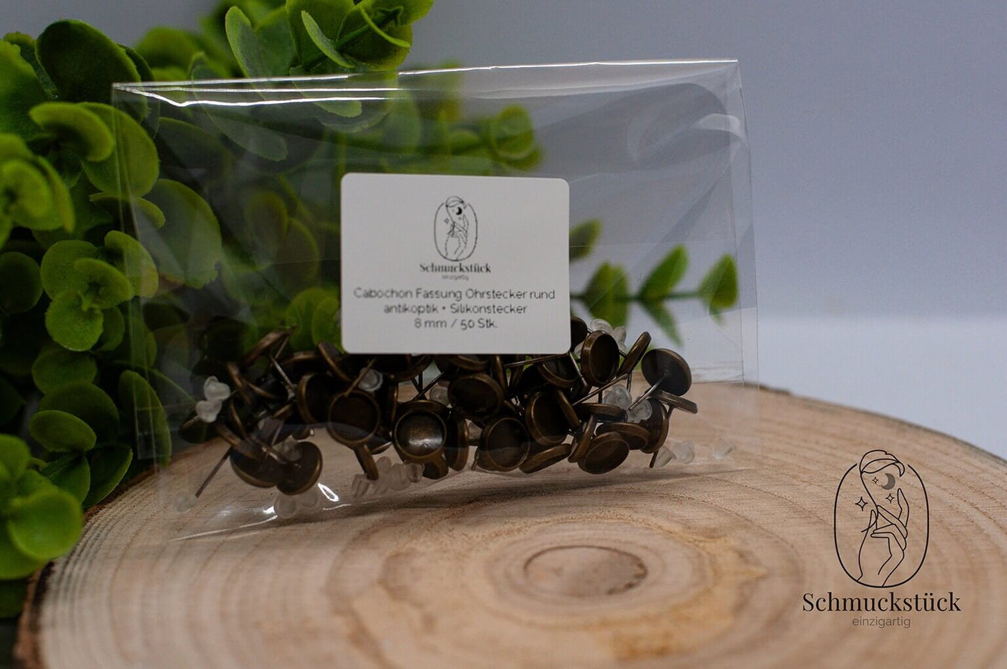 50 Cabochon Ohrring Fassungen *antik / edelstahl *8 / 10 / 12 mm, Schmuckstück - einzigartig