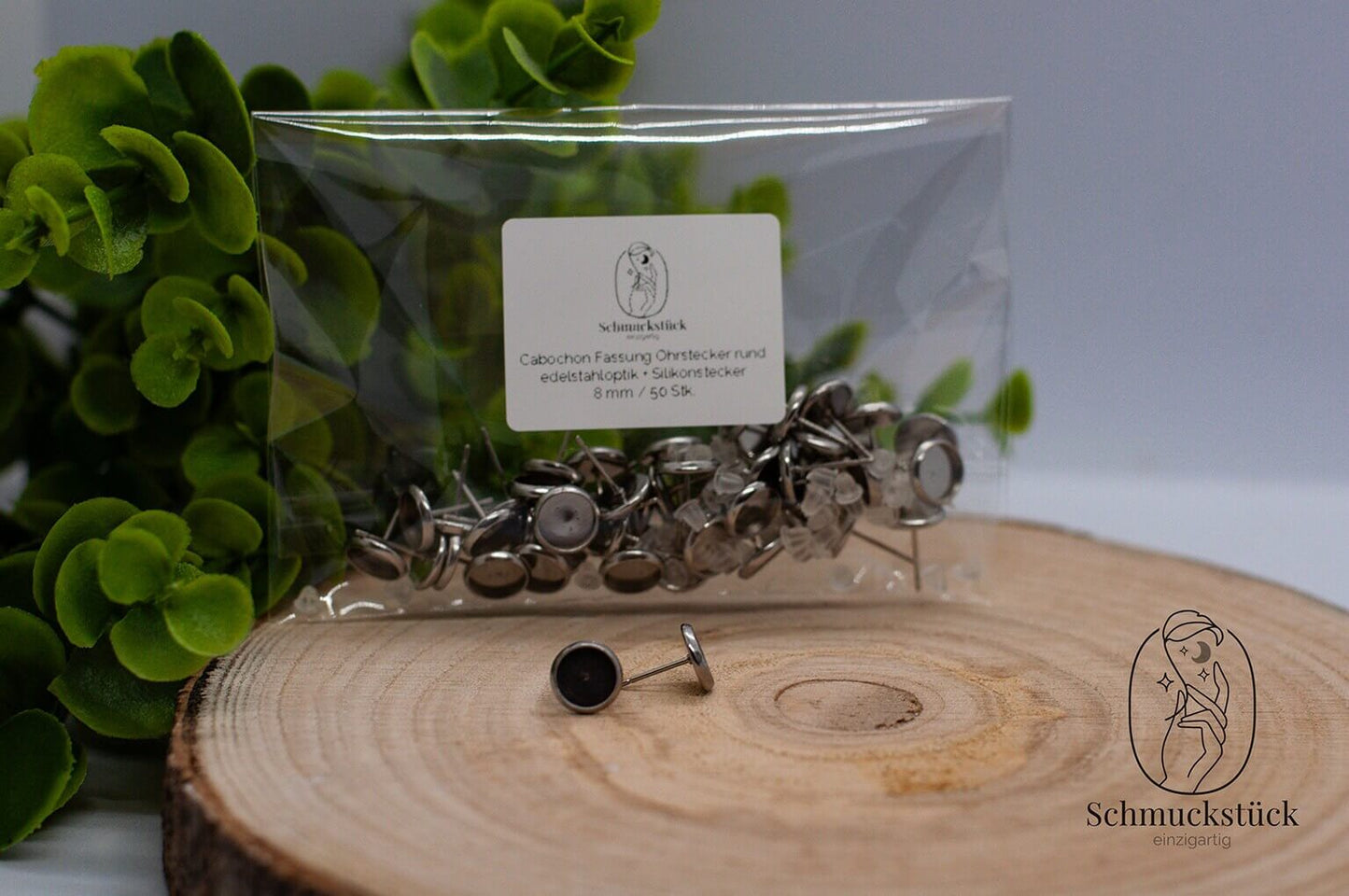 50 Cabochon Ohrring Fassungen *antik / edelstahl *8 / 10 / 12 mm, Schmuckstück - einzigartig