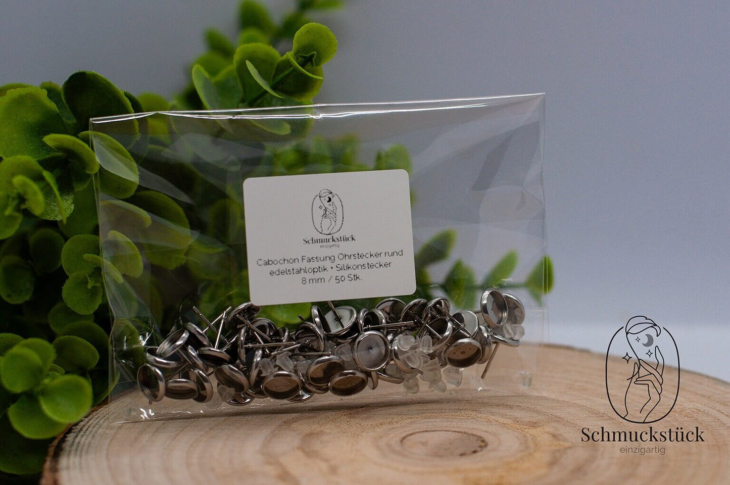 50 Cabochon Ohrring Fassungen *antik / edelstahl *8 / 10 / 12 mm, Schmuckstück - einzigartig