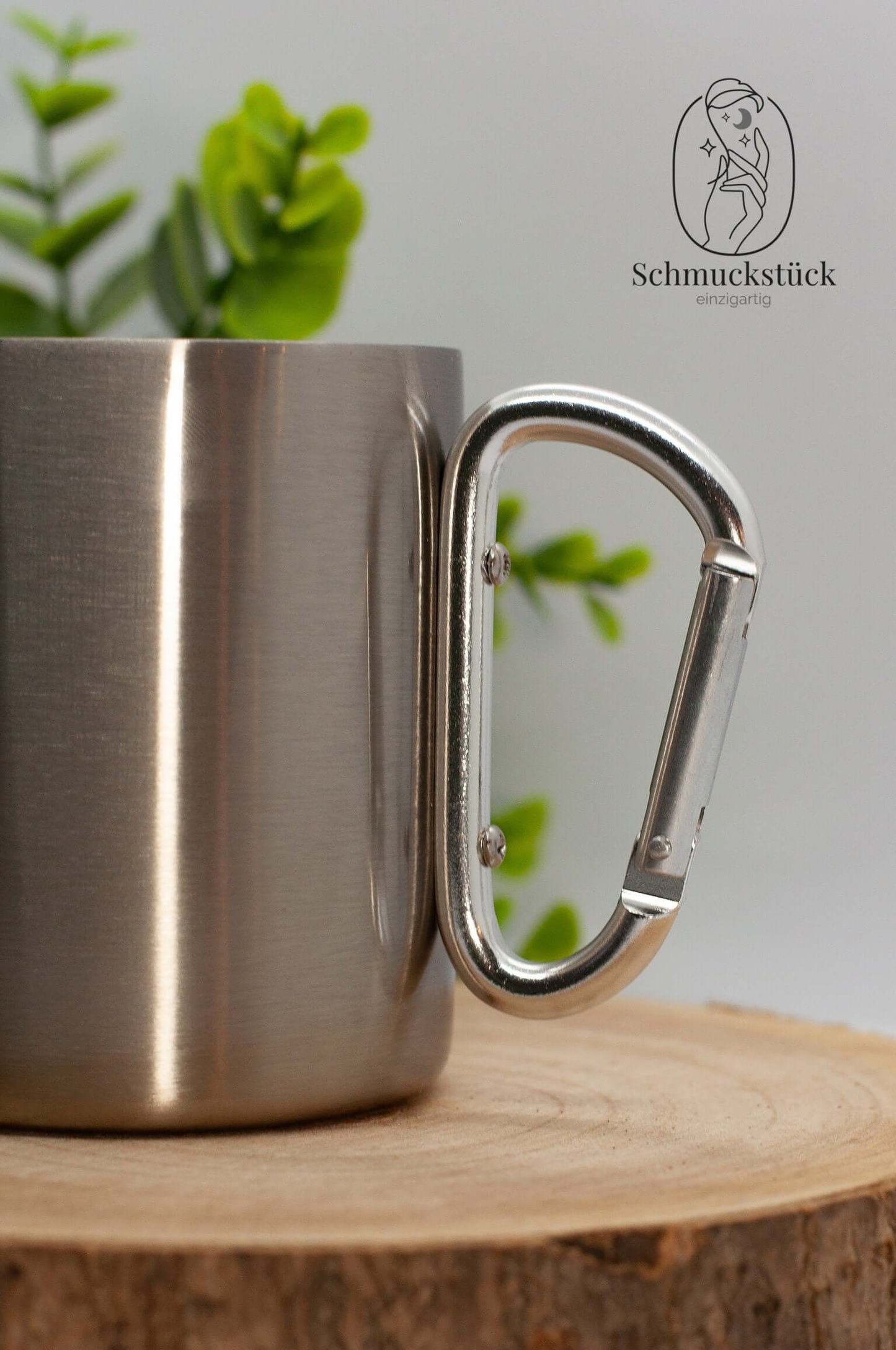 personalisierte Edelstahl Tasse mit Karabinerhenkel *Outdoor, Schmuckstück - einzigartig