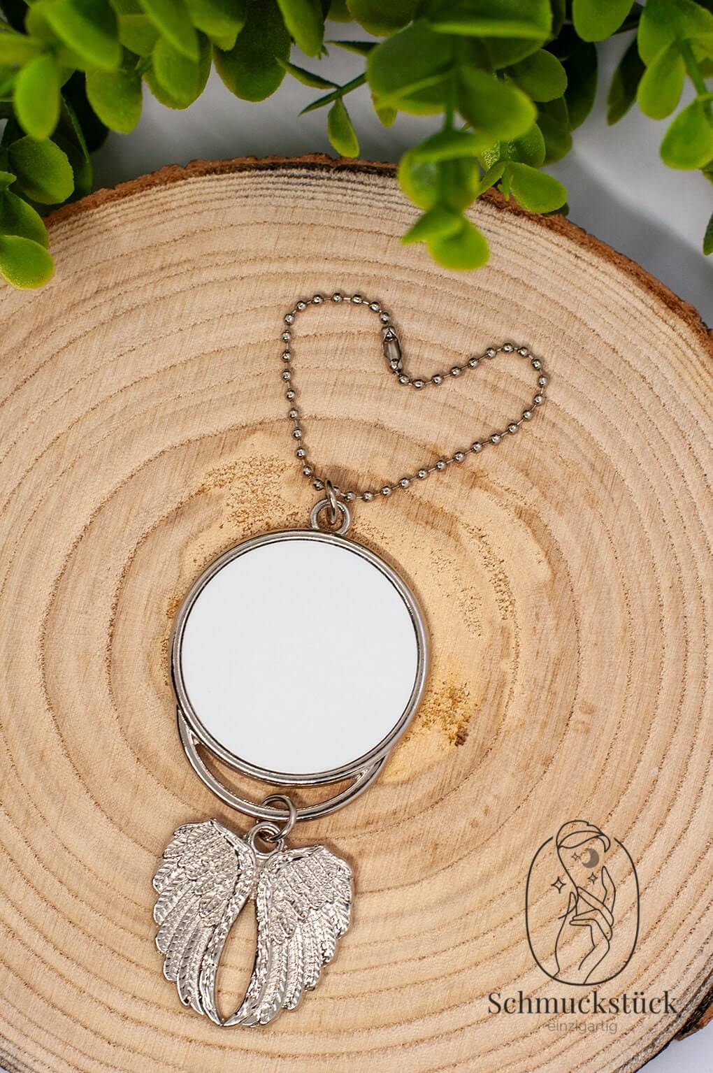 Schlüsselanhänger Flügel mit individuellen Design, eigenen Foto als Erinnerung, Anhänger oder Geschenk, Schmuckstück - einzigartig