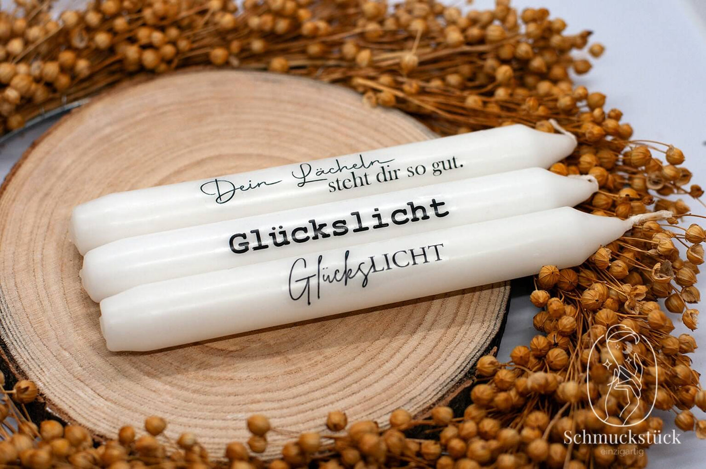 keramisches Federtablett inkl. Kerze mit Spruch *Geschenkidee, Schmuckstück - einzigartig