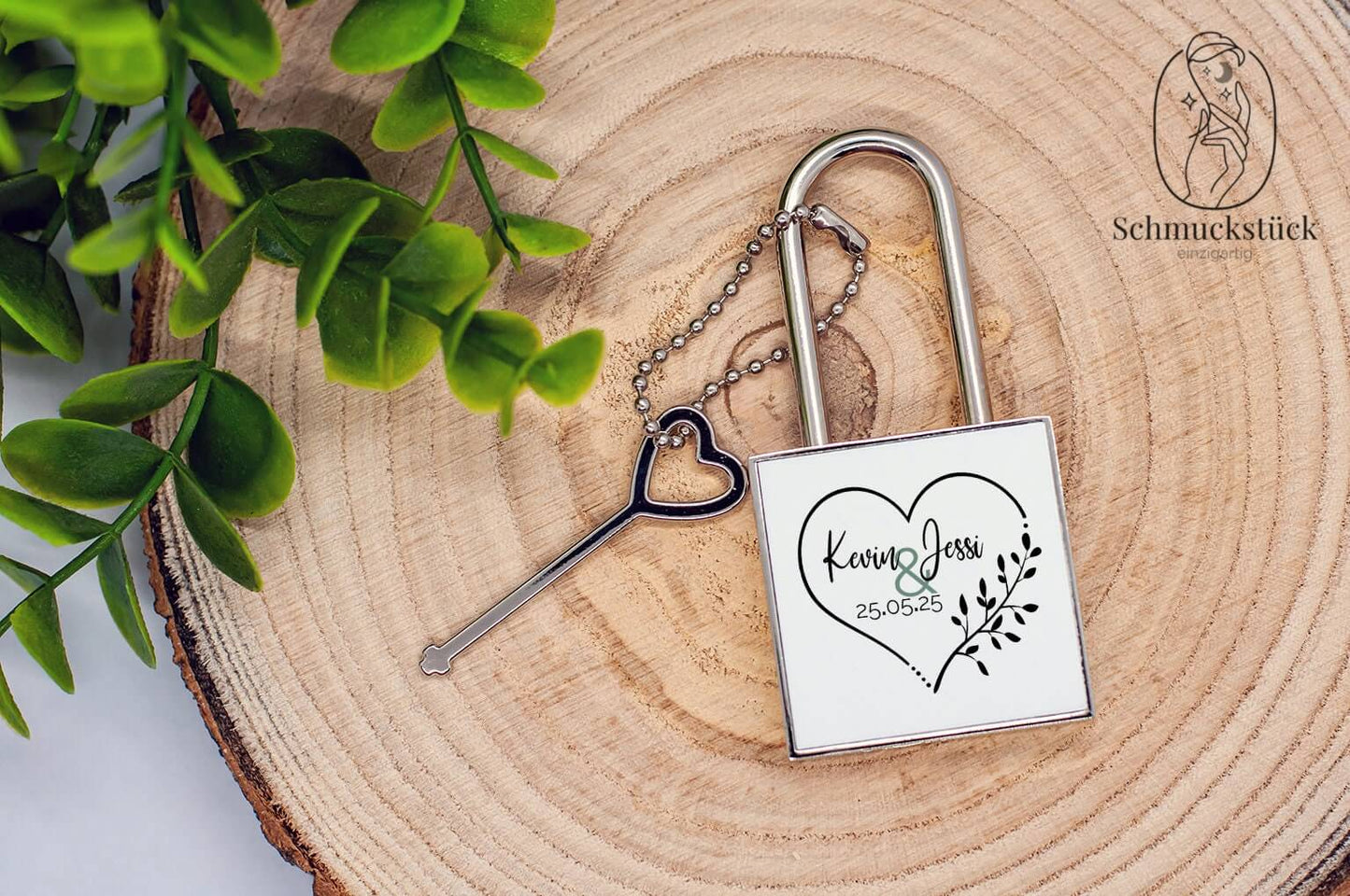 Liebesschloss mit individuellen Foto *Schloss mit Schlüssel zum Valentinstag, Jahrestag oder als Geschenkidee, Schmuckstück - einzigartig