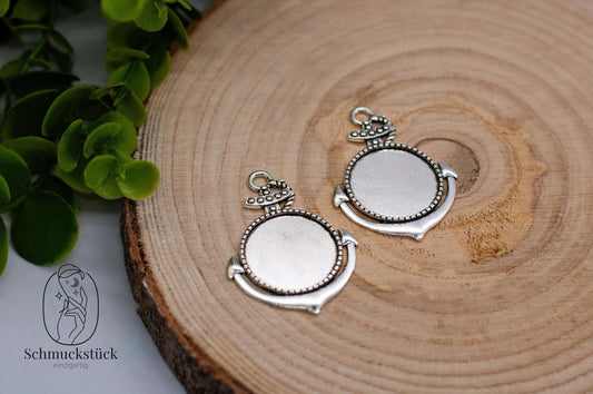 2 Fassungen für 25mm Cabochons Anker *silber, Schmuckstück - einzigartig