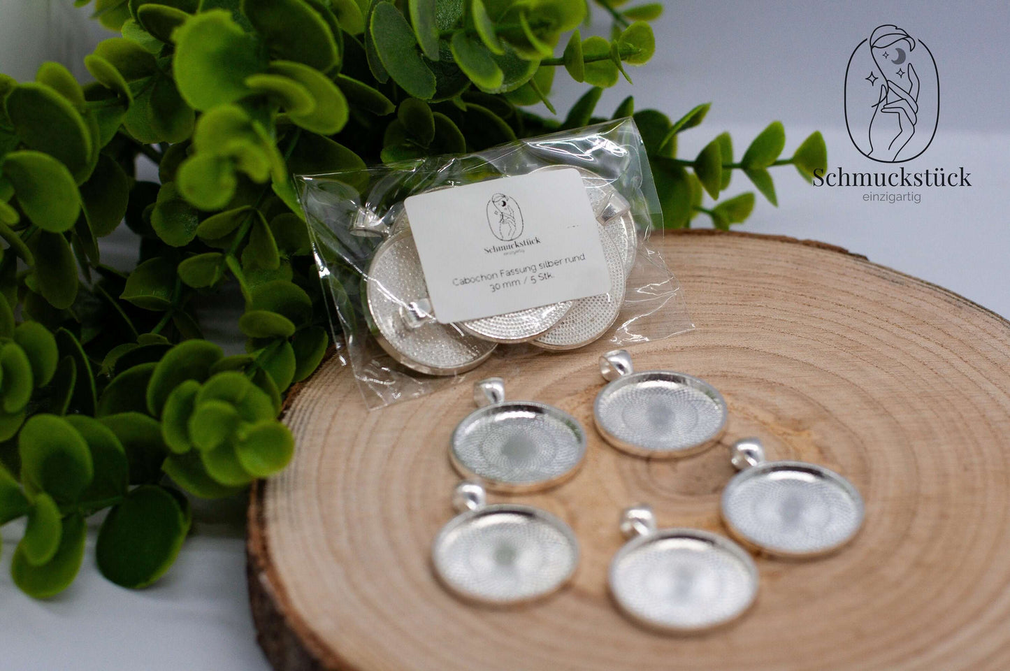 5 Stk. / 10 Stk. Cabochon Fassungen Anhänger *25 mm / 30 mm *Silber / Rund, Schmuckstück - einzigartig