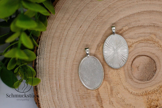 2 Cabochon Fassungen Anhänger Oval 25x18 mm *Silber, Schmuckstück - einzigartig