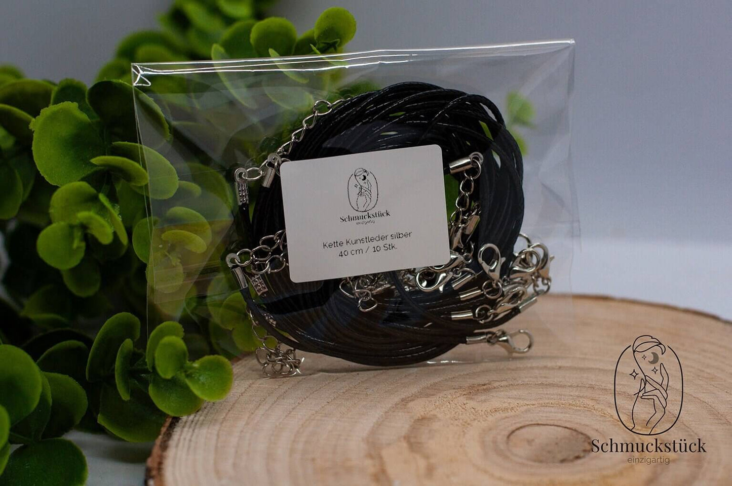 10 Halsketten mit Karabinerverschluss *schwarz, Schmuckstück - einzigartig