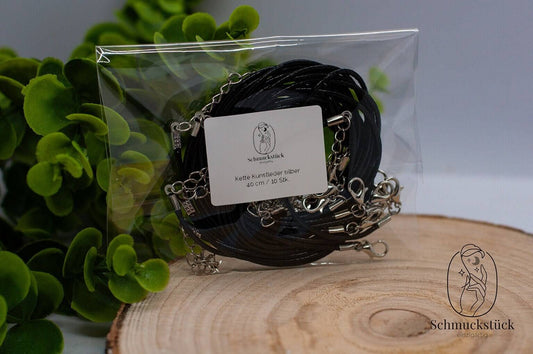 10 Halsketten mit Karabinerverschluss *schwarz, Schmuckstück - einzigartig