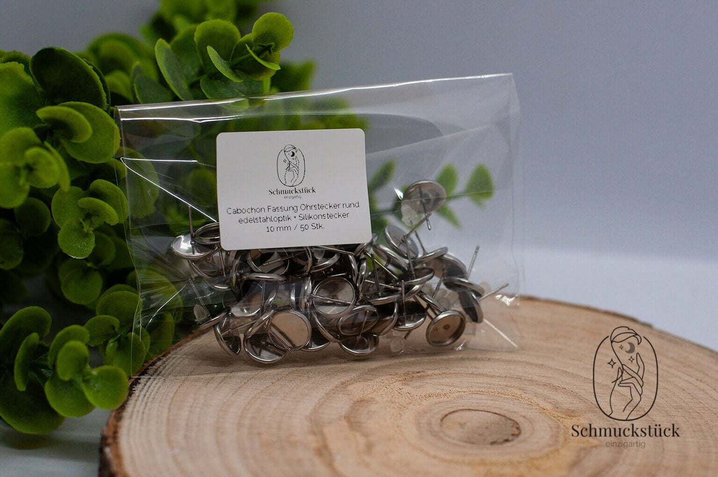 50 Cabochon Ohrring Fassungen *antik / edelstahl *8 / 10 / 12 mm, Schmuckstück - einzigartig