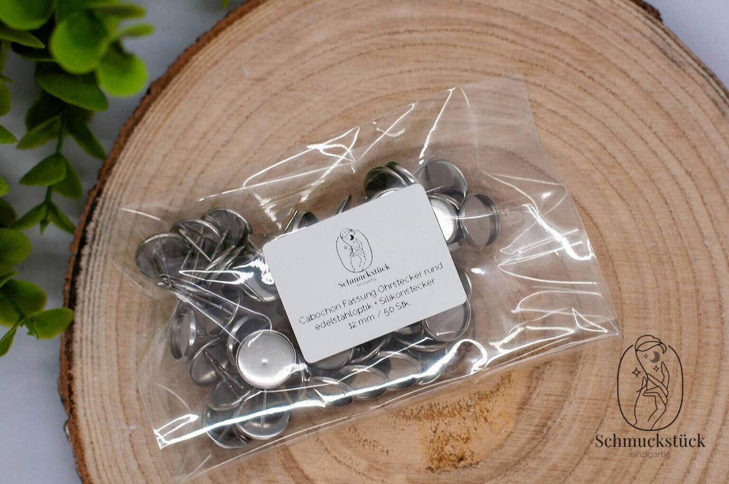 50 Cabochon Ohrring Fassungen *antik / edelstahl *8 / 10 / 12 mm, Schmuckstück - einzigartig