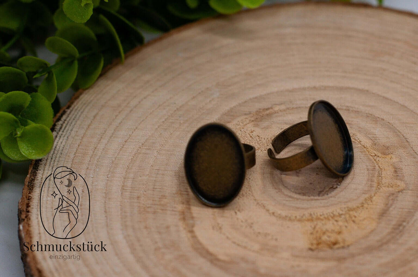 2 Ringfassung oval 18x25 mm *Antik / Silber, Schmuckstück - einzigartig