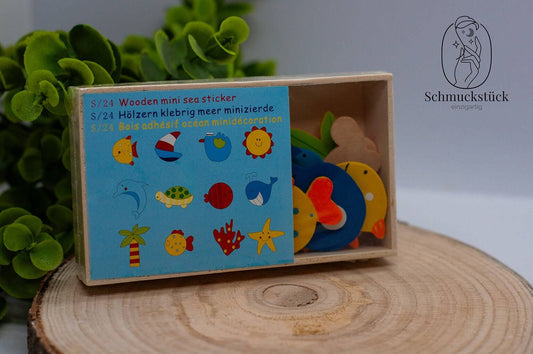 24 Holz Sticker *maritim, Schmuckstück - einzigartig