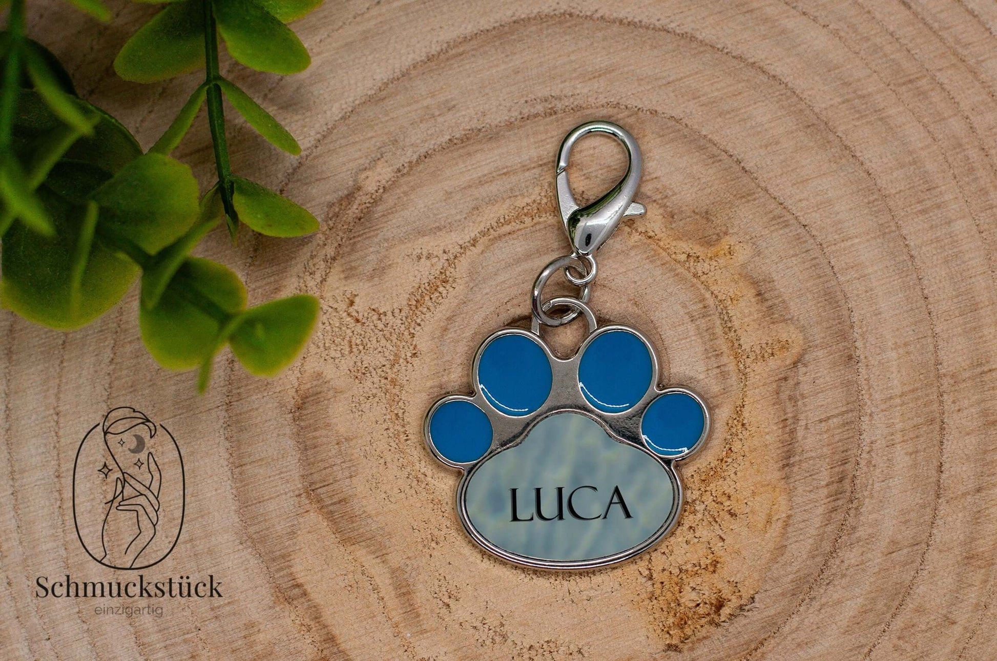 Anhänger Hundepfote / ID Marke Hund mit individuellen Aufdruck, Schmuckstück - einzigartig