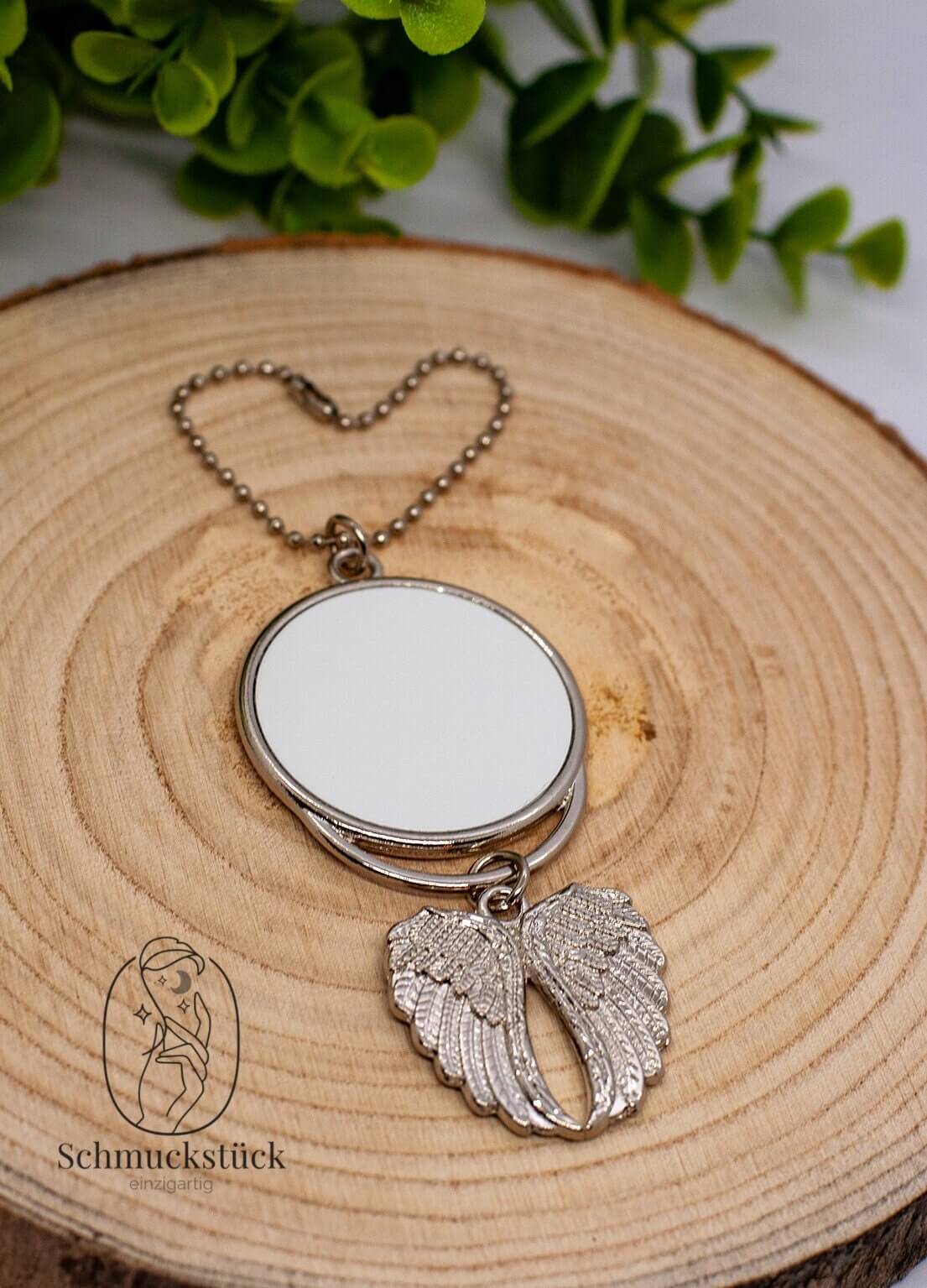 Schlüsselanhänger Flügel mit individuellen Design, eigenen Foto als Erinnerung, Anhänger oder Geschenk, Schmuckstück - einzigartig