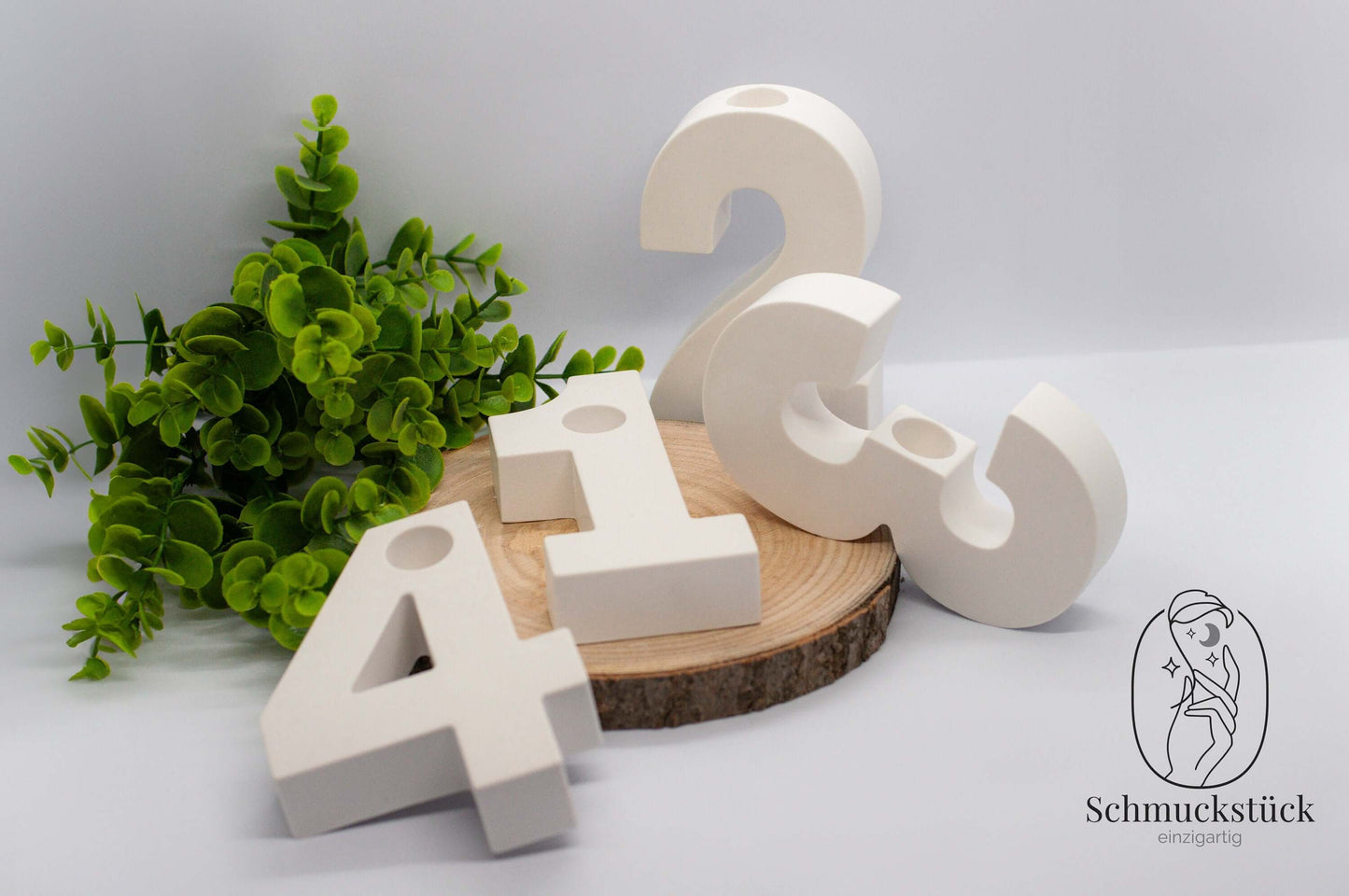 1 Geburtstagszahl + Teddy aus Keraflott zum ersten Geburtstag mit Kerze als Geburtstagsdeko, Schmuckstück - einzigartig