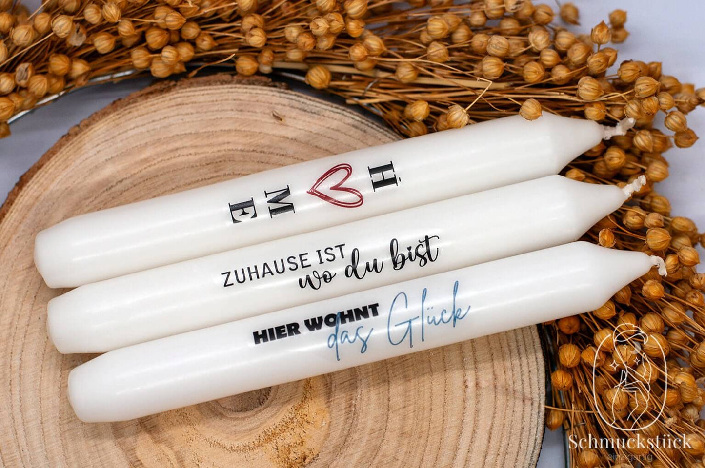 keramisches Federtablett inkl. Kerze mit Spruch *Geschenkidee, Schmuckstück - einzigartig