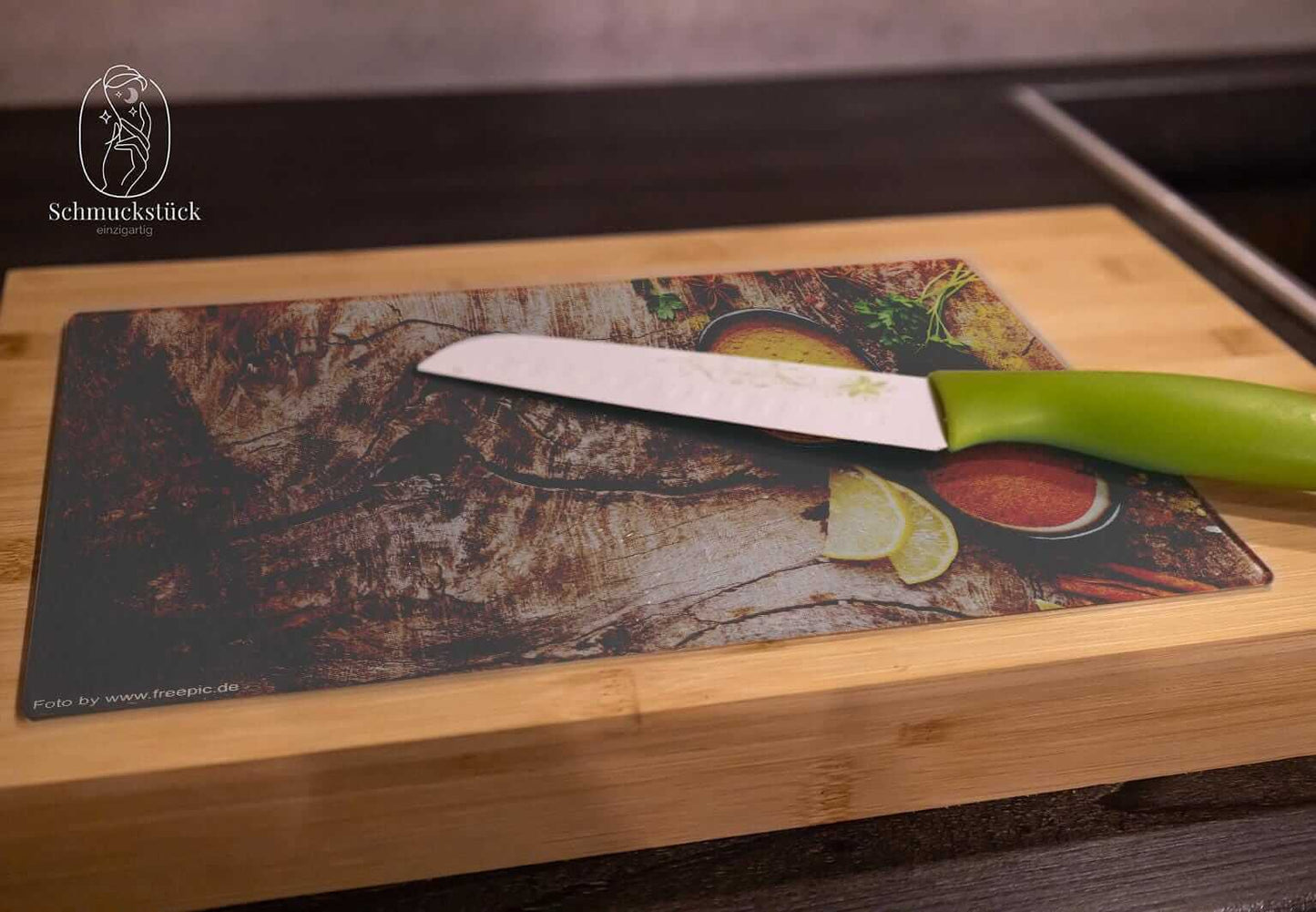 Glas Schneidebrett individuell personalisiert mit Deinem Foto, Text oder Wunschdesign *20x28,5 cm, Schmuckstück - einzigartig