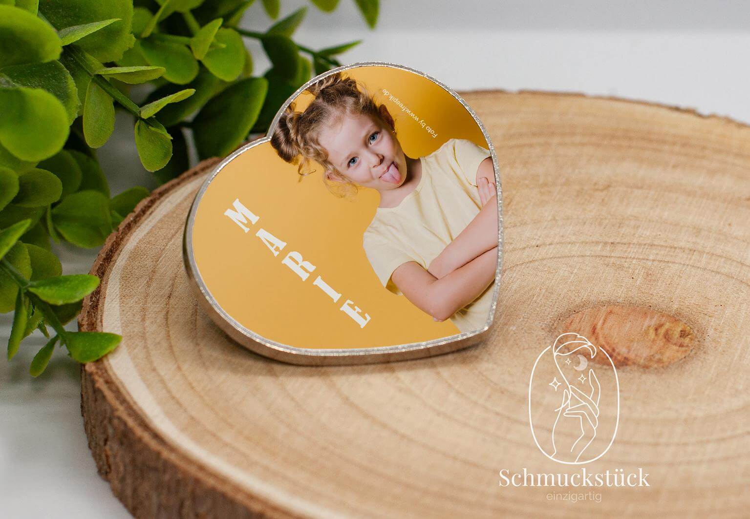 individueller Fotomagnet *Herzform *silber, Schmuckstück - einzigartig