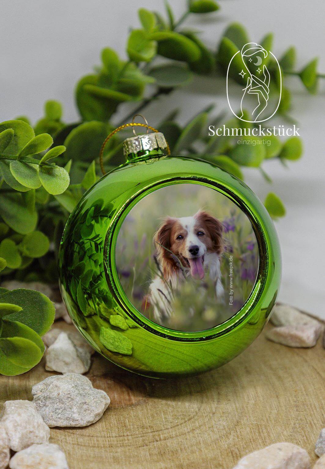 personalisierte Weihnachtsbaumkugel mit eigenem Foto und Text, Schmuckstück - einzigartig