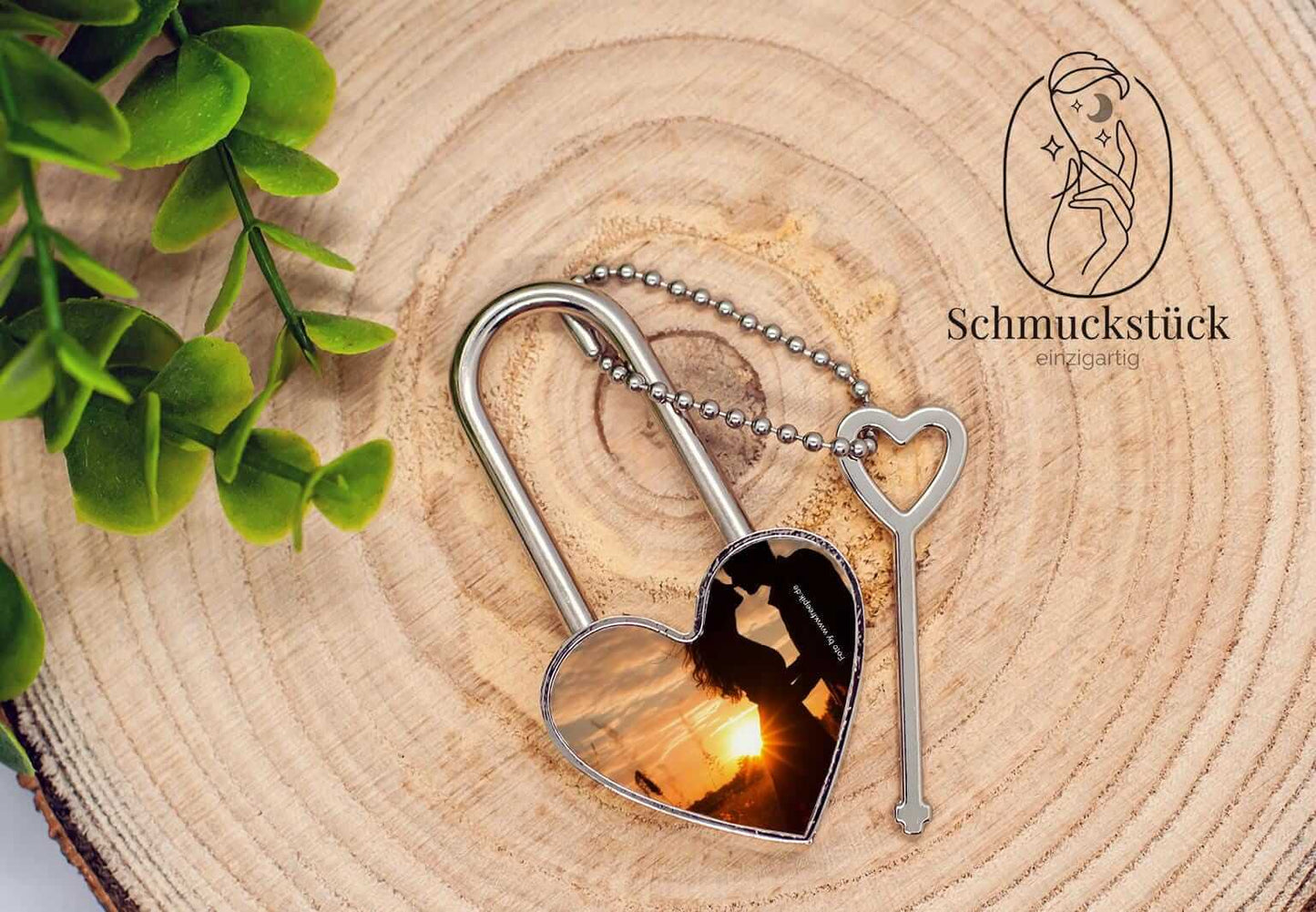 Liebesschloss mit individuellen Foto *Schloss mit Schlüssel zum Valentinstag, Jahrestag oder als Geschenkidee, Schmuckstück - einzigartig