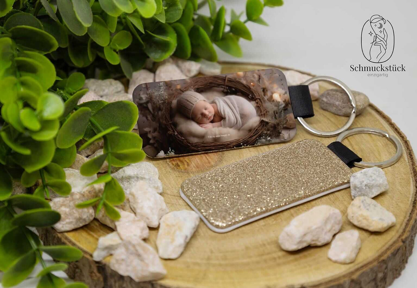 personalisierter Schlüsselanhänger mit eigenem Foto & Text, Schmuckstück - einzigartig