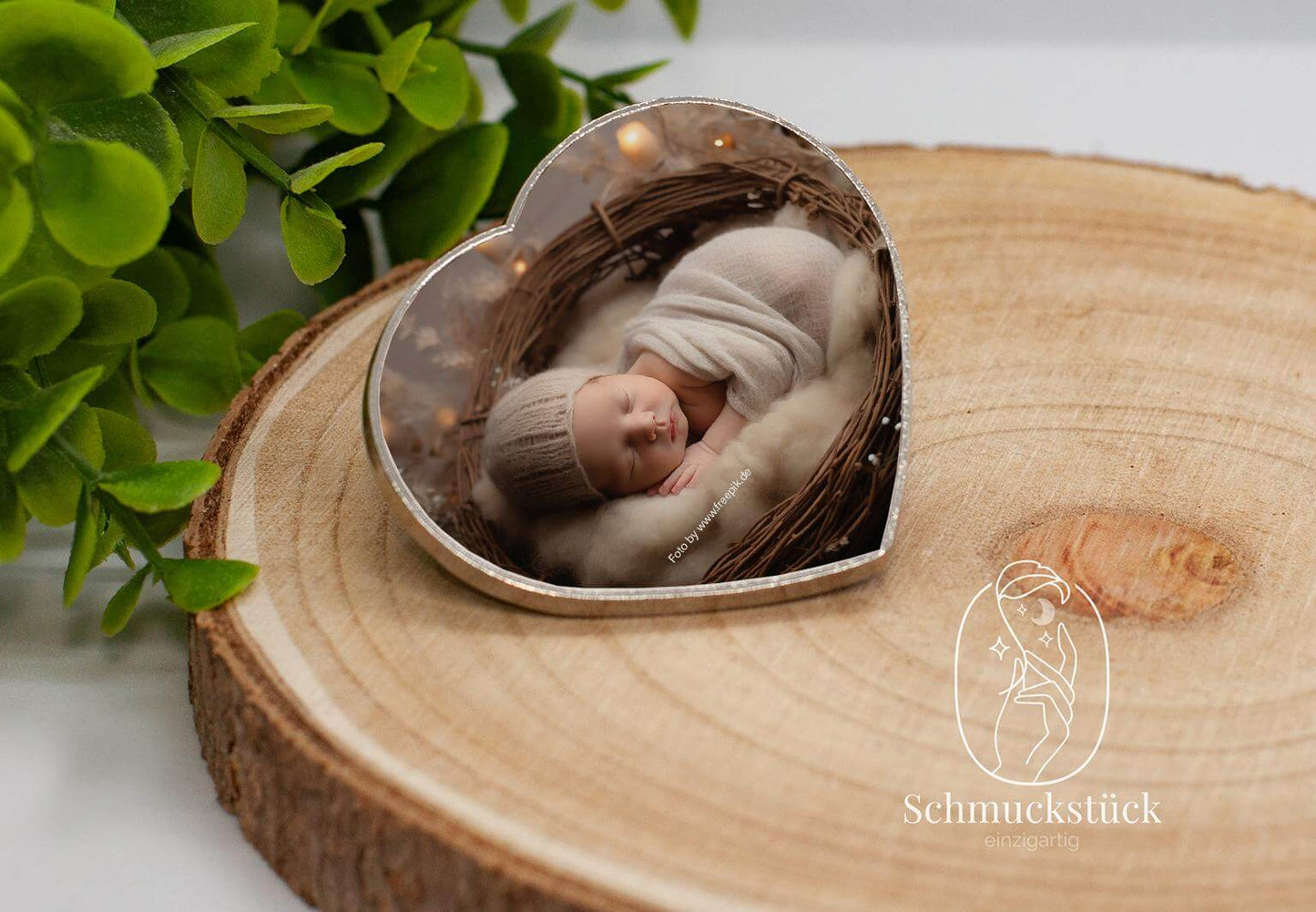 individueller Fotomagnet *Herzform *silber, Schmuckstück - einzigartig