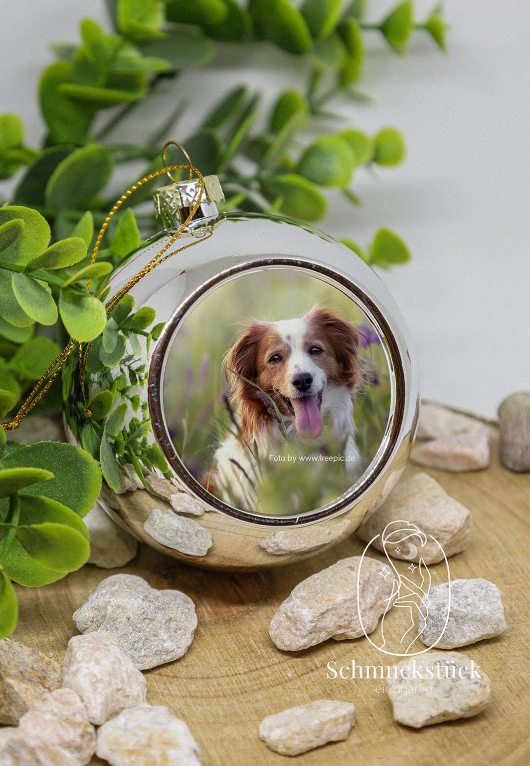 personalisierte Weihnachtsbaumkugel mit eigenem Foto und Text, Schmuckstück - einzigartig